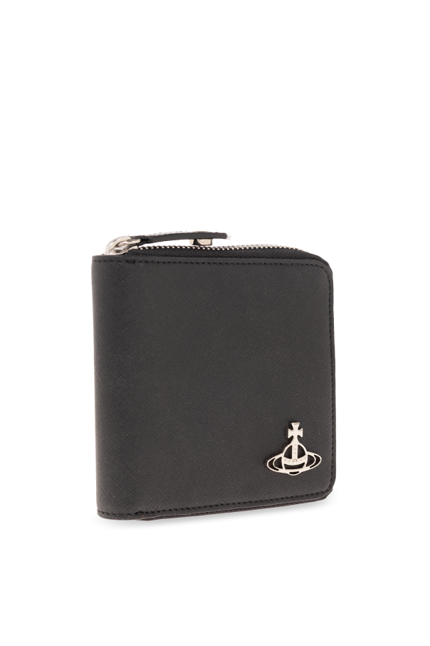 ★Vivienne Westwood★ Small Logo Wallet Black 5115002JWL001L Embossed Card Holder With Zip in BLACK | Vivienne Westwood®